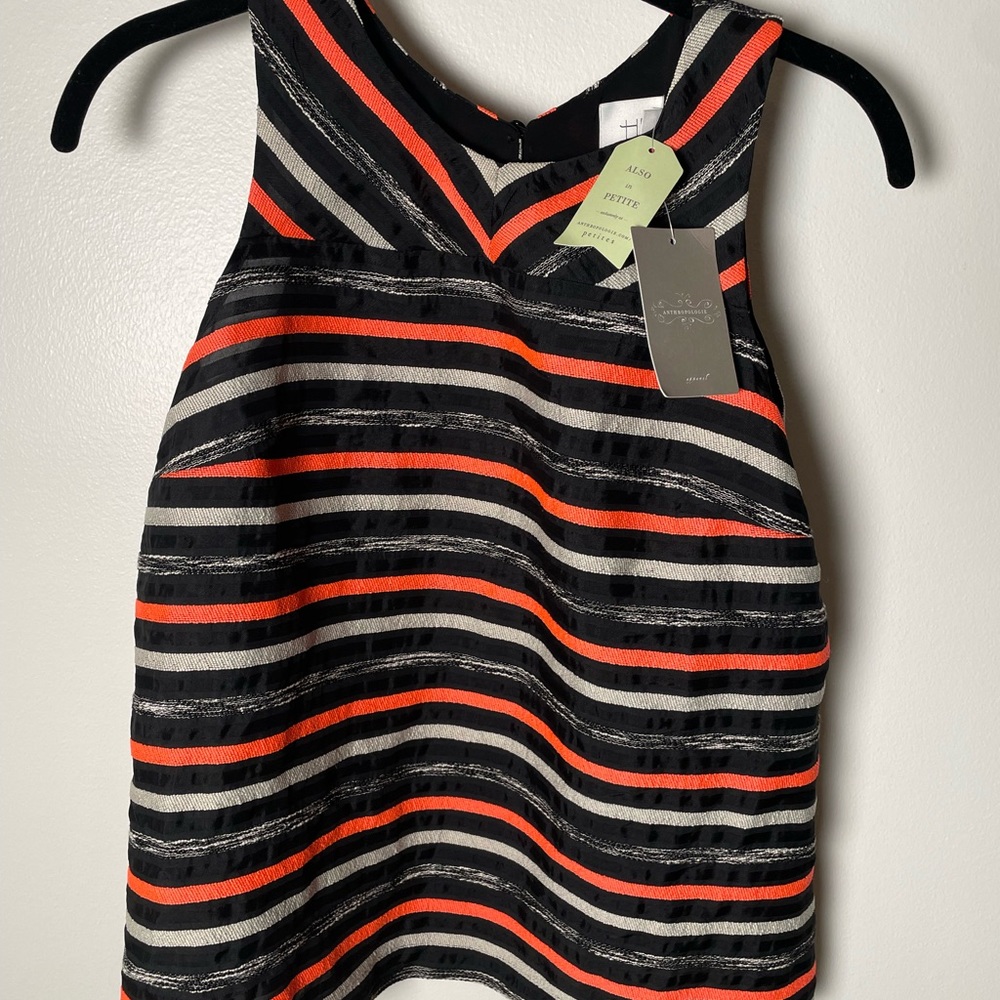 Anthropologie HD in Paris striped racer back cut out sleeveless blouse. Size 4